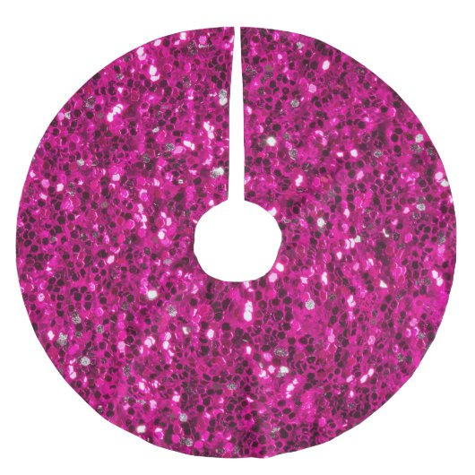 Hot-Rosa-Glitzern Imitate Glitzer Polyester Weihnachtsbaumdecke (Vorderseite)