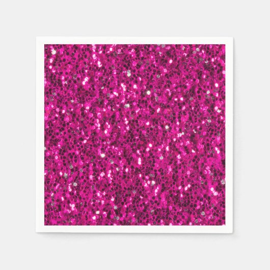 Hot-Rosa-Glitzern Imitate Glitzer Serviette (Vorderseite)