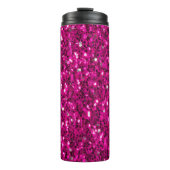 Hot-Rosa-Glitzern Imitate Glitzer Thermosbecher (Vorderseite)