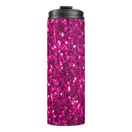 Hot-Rosa-Glitzern Imitate Glitzer Thermosbecher (Vorderseite)