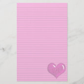 Hot-Rosa-Heart-Monogram-Option Briefpapier (Vorderseite)