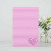 Hot-Rosa-Heart-Monogram-Option Briefpapier (Stehend Vorderseite)