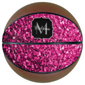 Hot-Rosa-Imitat Glitzer Funkeln Monogramm-Name Basketball (Vorderseite)