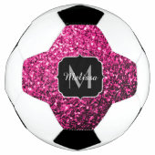 Hot-Rosa-Imitat Glitzer Funkeln Monogramm-Name Fußball (Vorderseite)