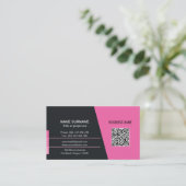 Hot Rosa, modernes qr-Code, trendy-Netzwerk-Logo Visitenkarte (Stehend Vorderseite)