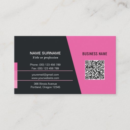 Hot Rosa, modernes qr-Code, trendy-Netzwerk-Logo Visitenkarte (Vorderseite)