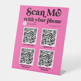 Hot rosa Modernes QR-Netzwerk scannbar Sockelschild