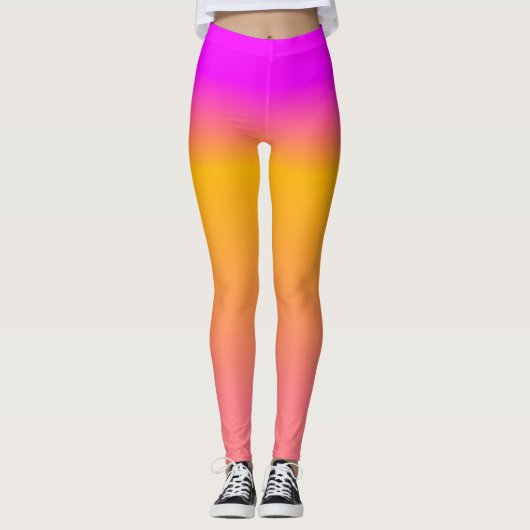 Hot rosa Orange Ombre Gradient Leggings (Vorderseite)