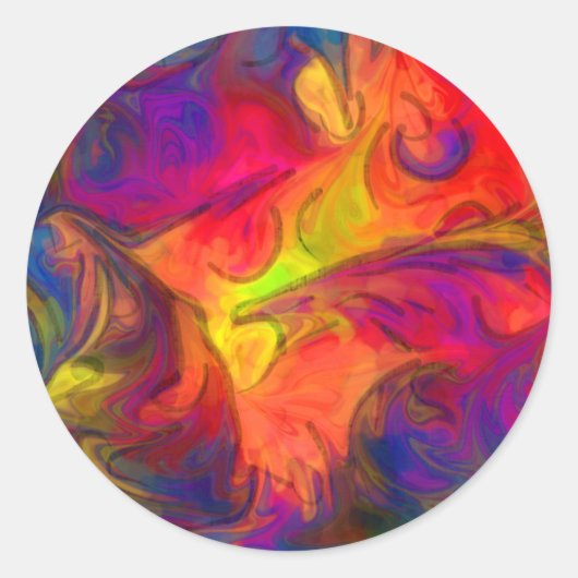 Hot Rosa Orange und Blue Design Runder Aufkleber (Vorderseite)