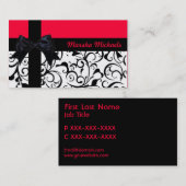 Hot rosa rote schwarze Damast benutzerdefinierte V Visitenkarte (Vorne/Hinten)