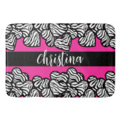 Hot rosa Schwarz-Weiß-Zebra-Muster Herzname Badematte (Vorderseite)