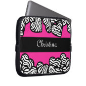 Hot rosa Schwarz-Weiß-Zebra-Muster Herzname Laptopschutzhülle (Vorne Rechts)
