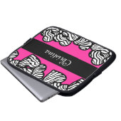 Hot rosa Schwarz-Weiß-Zebra-Muster Herzname Laptopschutzhülle (Vorne Knopf)