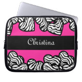 Hot rosa Schwarz-Weiß-Zebra-Muster Herzname Laptopschutzhülle (Vorderseite)