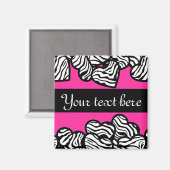 Hot rosa Schwarz-Weiß-Zebra-Muster Herzname Magnet (Vorderseite/Rückseite)