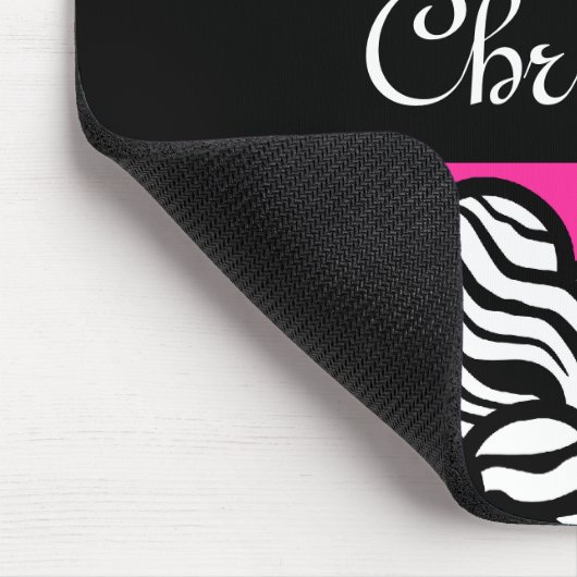 Hot rosa Schwarz-Weiß-Zebra-Muster Herzname Mousepad (Ecke)