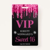 Hot-Rosa- und Black-Driving-Glitzer 16 . Geburtsta Ausweis (Rückseite)