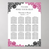 Hot Rosa und Black Wedding Seating Chart 12 Poster (Vorne)