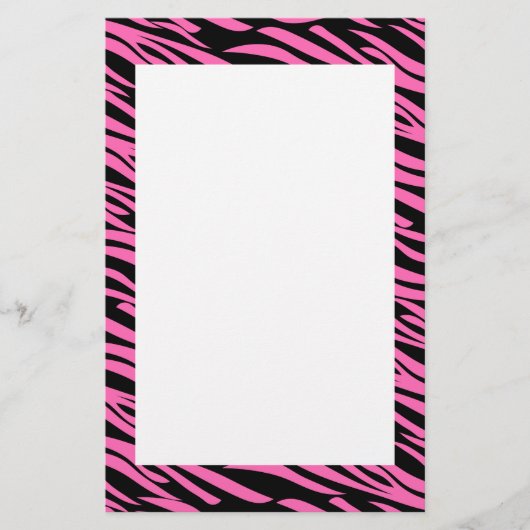 Hot Rosa und Black Zebra Print Briefpapier (Vorderseite)