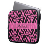 Hot Rosa und Black Zebra Print Laptopschutzhülle (Vorderseite Links)