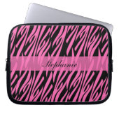 Hot Rosa und Black Zebra Print Laptopschutzhülle (Vorderseite)