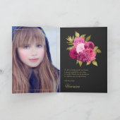 Hot Rosa und Gold Floral Dankeskarte (Innenseite)