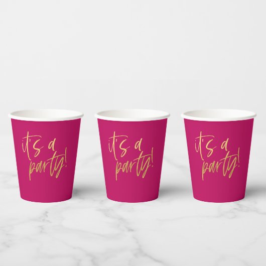 Hot Rosa und Gold Party Pappbecher (Multi)