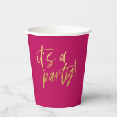 Hot Rosa und Gold Party Pappbecher (Vorderseite)