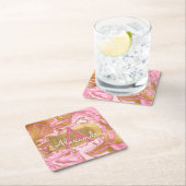 Hot Rosa und Goldmedaille Parco Tassino Rechteckiger Pappuntersetzer (Vor Ort)