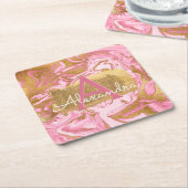 Hot Rosa und Goldmedaille Parco Tassino Rechteckiger Pappuntersetzer (angewinkelt)