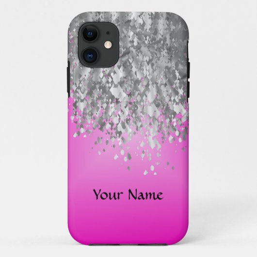 Hot-Rosa und Imitat Glitzer Case-Mate iPhone Hülle (Rückseite)