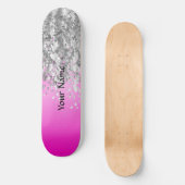 Hot-Rosa und Imitat Glitzer Skateboard (Vorderseite)