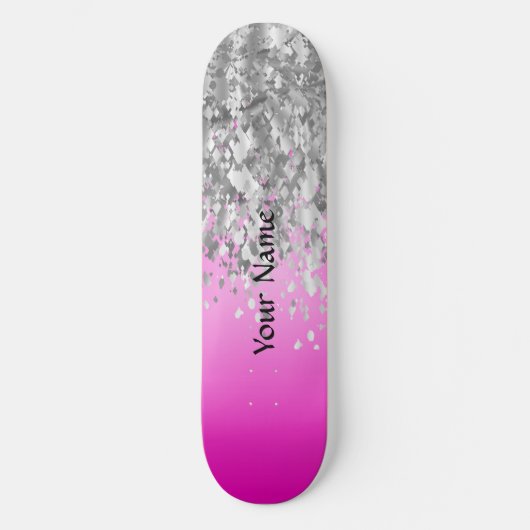 Hot-Rosa und Imitat Glitzer Skateboard (Vorderseite)