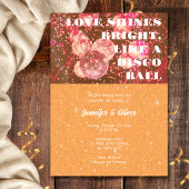Hot Rosa und Orange Retro Disco Ball Wedding Einladung