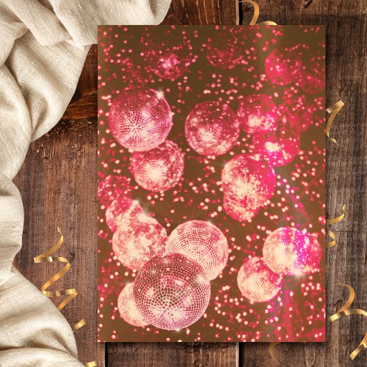 Hot Rosa und Orange Retro Disco Ball Wedding Einladung