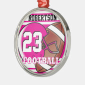Hot Rosa und White Football Silbernes Ornament (Links)