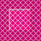 Hot Rosa und White Simple Quatrefolie Stoff (Kachel)
