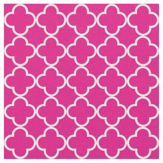 Hot Rosa und White Simple Quatrefolie Stoff (Nahaufnahme)