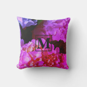 Hot rosa violette Blumen Blumen Hydrangeas Kissen