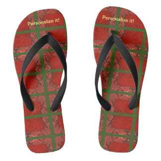 Hot rot und grün abstrakte Design flip Flops. Badesandalen