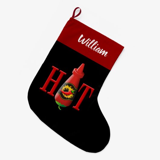 Hot Sauce Flasche Weihnachten Strumpf Großer Weihnachtsstrumpf (Vorderansicht (hängend))