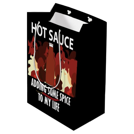 Hot Sauce Ketchup Fire Red Chili Pepper Mittlere Geschenktüte (Rückseite Schrägansicht)