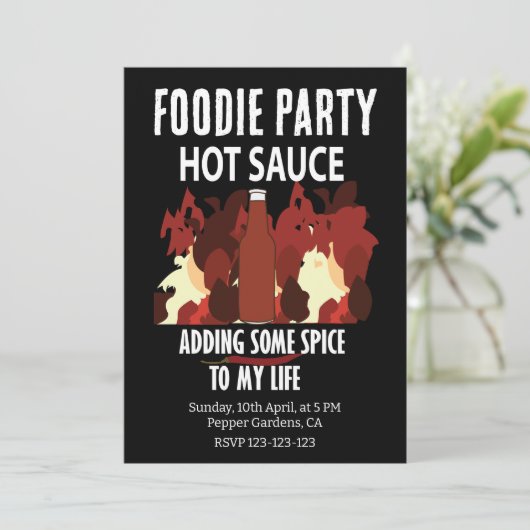 Hot Sauce Ketchup Fire Red Chili Pepper Party Einladung (Stehend Vorderseite)