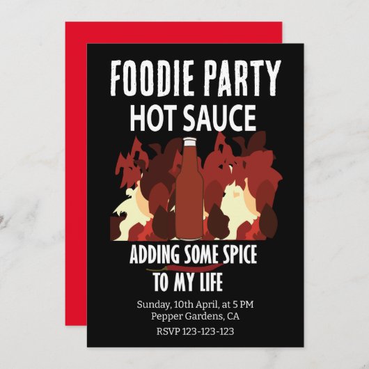 Hot Sauce Ketchup Fire Red Chili Pepper Party Einladung (Vorne/Hinten)