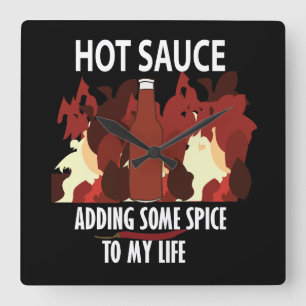 Hot Sauce Ketchup Fire Red Chili Pepper Quadratische Wanduhr