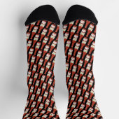 Hot Sauce Salsa Cat Fun Food Pattern Schwarz Socken (Oben)