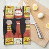 HOT SAUCE Spicy Cat Picante Black Geschirrtuch (Viertel Falte)