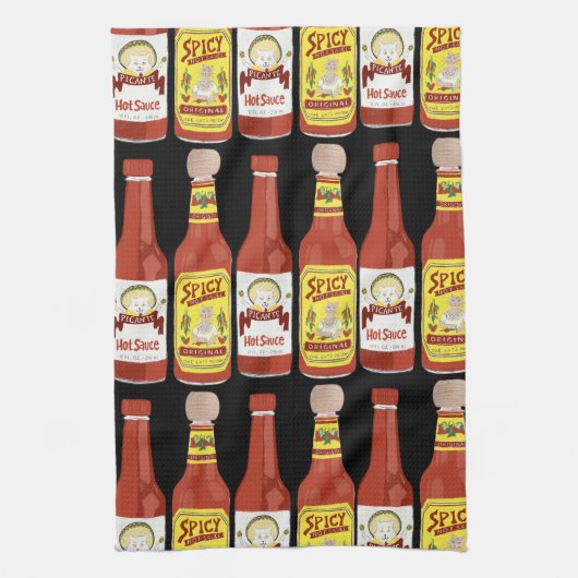 HOT SAUCE Spicy Cat Picante Black Geschirrtuch (Vertikal)