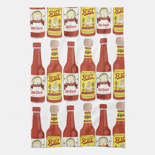 HOT SAUCE Spicy Cat Picante White Geschirrtuch (Vertikal)