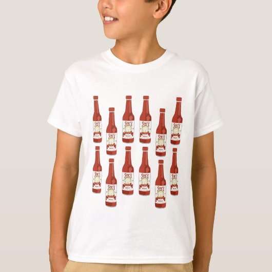 Hot Sauce Spicy Fun Picante Muster KUSTOMIEN IT T-Shirt (Vorderseite)